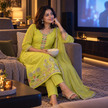 Lime Green Embroidered Dupatta Suit