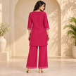 Magenta Pink Embroidered Cord Set