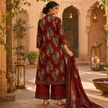 Maroon Floral Printed Dupatta Suit
