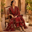 Maroon Floral Printed Dupatta Suit