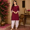 Maroon Farshi Salwar Set for Women with Heart Print Farsi Salwar
