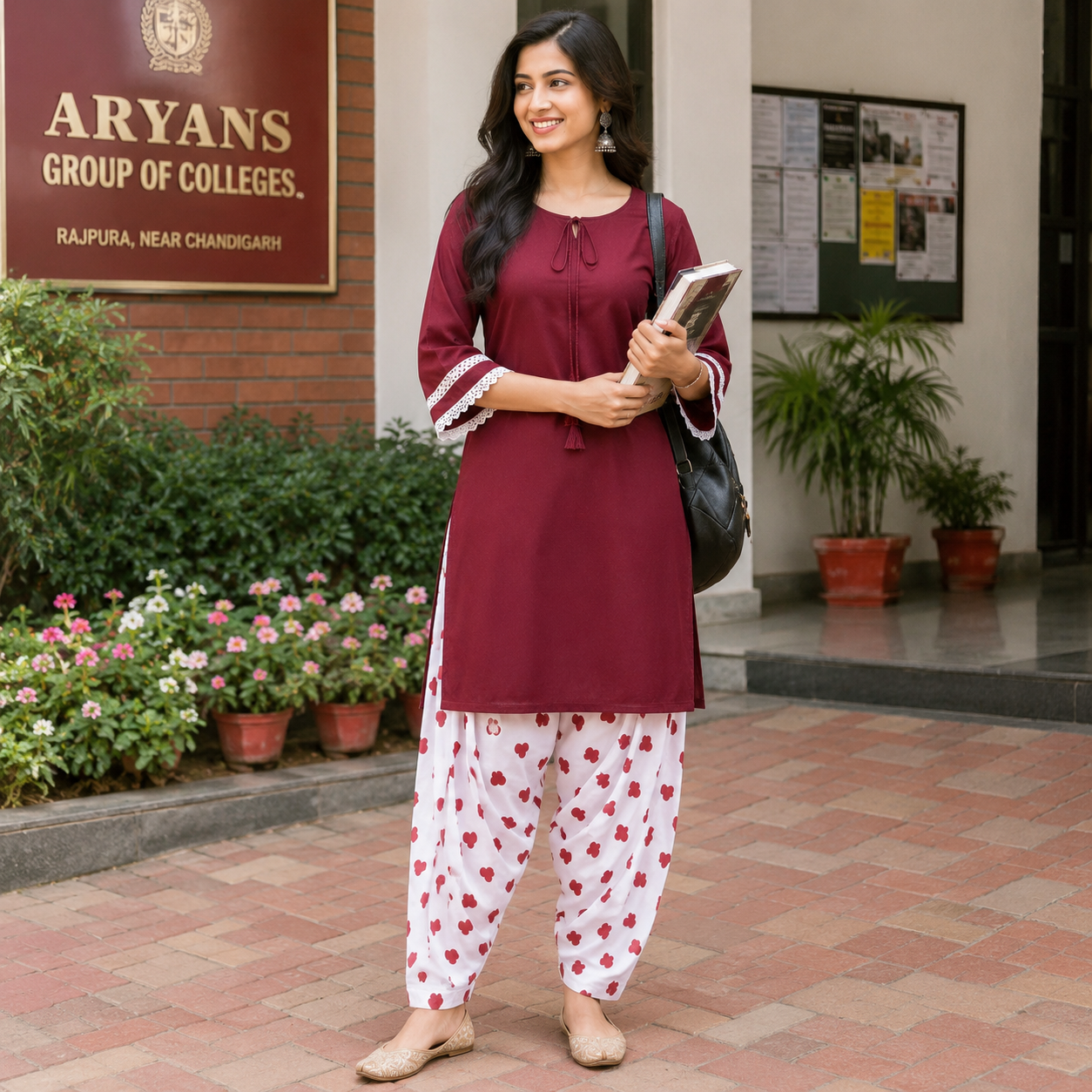 Maroon Farshi Salwar Set for Women with Heart Print Farsi Salwar
