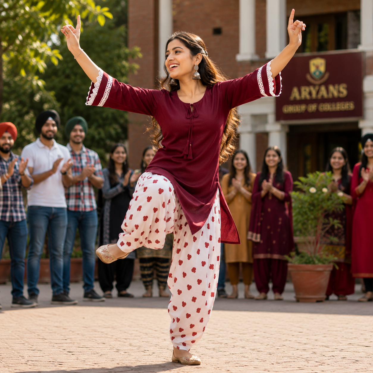 Maroon Farshi Salwar Set for Women with Heart Print Farsi Salwar
