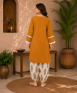 Mustard Farshi Salwar Set for Women with White Floral Farsi Salwar