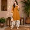 Mustard Farshi Salwar Set for Women with White Floral Farsi Salwar
