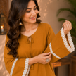 Mustard Farshi Salwar Set for Women with White Floral Farsi Salwar