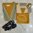 Mustard cotton printed dupatta suit for women with embroidered kurta, matching pants and Mal Mal dupatta