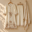 Ivory Pearl Handwork Tissue Dupatta Suit