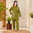 Mehandi Green Woolen Cord Set