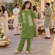 Olive Green Embroidered Kurta Set