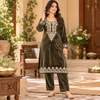Mehandi Green Velvet Floral Embroidered Cord Set