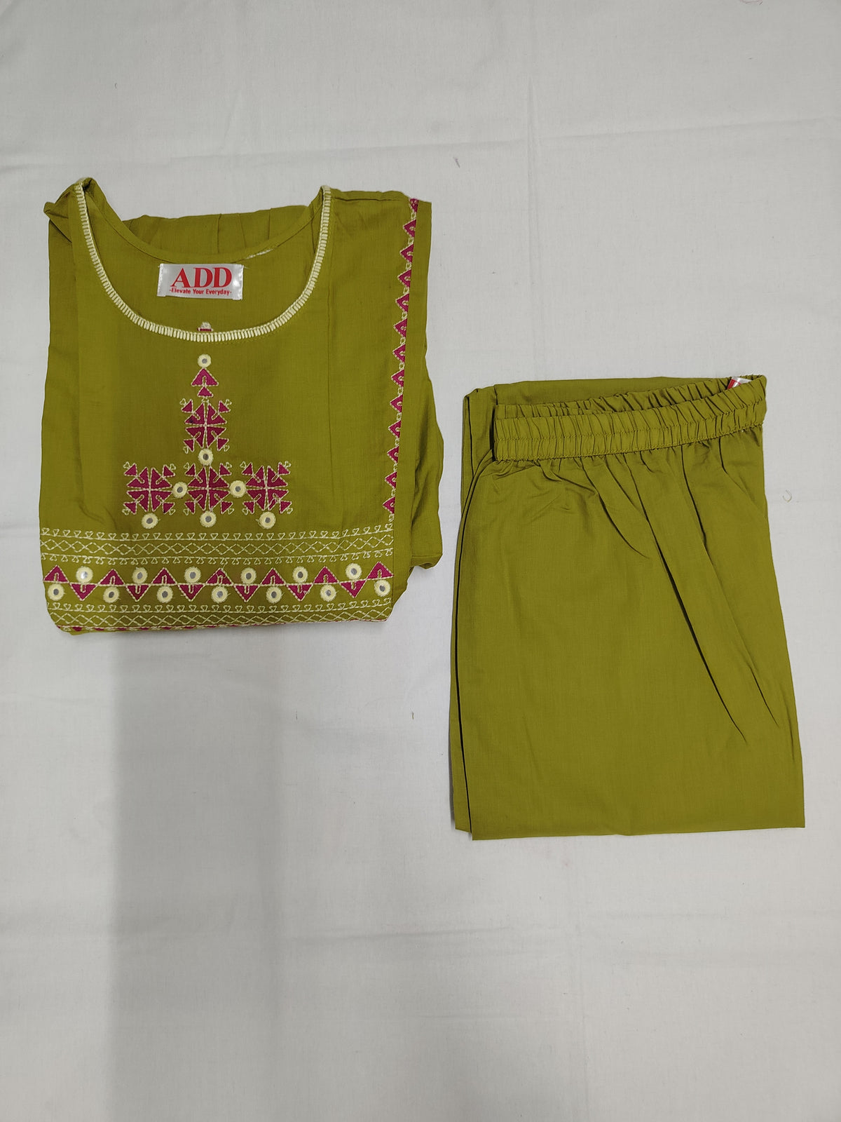 Olive Green A Line Kurta Set
