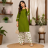 Olive Green Farshi Salwar Set for Women with Heart Print Farsi Salwar
