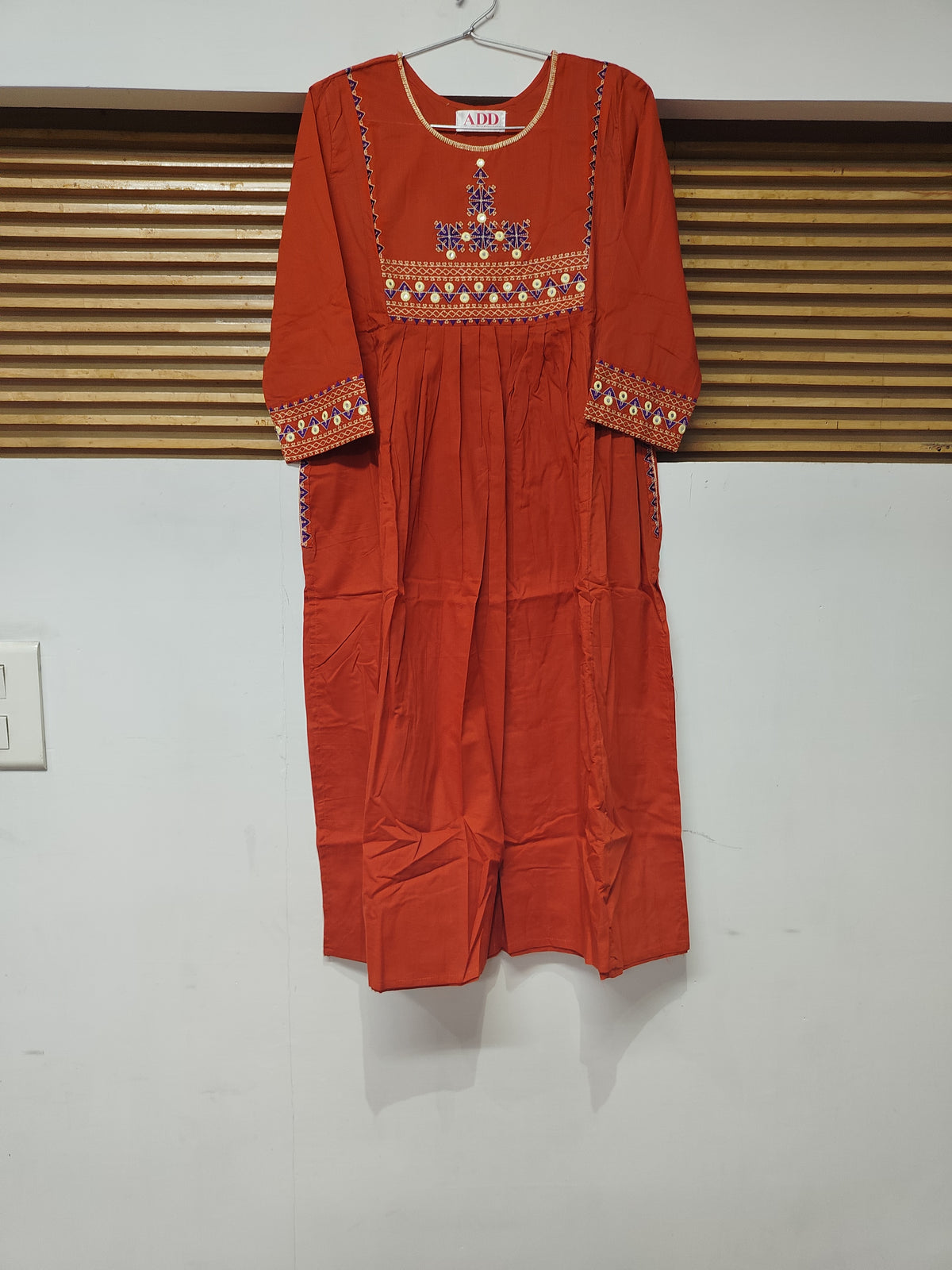 Orange A Line Kurta Set