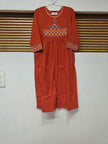 Orange A Line Kurta Set