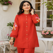 range thread embroidered co-ord set for women with floral back embroidery and matching pants