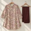 Printed Beige Pink With Brown Bottom Cord Set