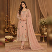 Peach hand embroidered A-line dupatta suit