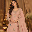 Peach hand embroidered A-line dupatta suit