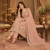 Peach hand embroidered A-line dupatta suit
