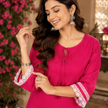 Rani Pink Pure Cotton Farshi Salwar Kurta Set for Women