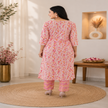 Pink Orange Cotton Floral Kurta Set for Women with Printed Kurta and Matching Straight Pants