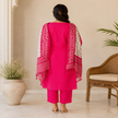 Rani Pink Schiffli Embroidered Kurta Pant Dupatta Suit for Women