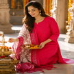 Rani Pink Schiffli Embroidered Kurta Pant Dupatta Suit for Women