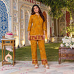Mustard Geometry Red Bordered Co-ord Set