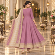 Purple  Embroidered Anarkali Suit with Dupatta