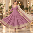 Purple  Embroidered Anarkali Suit with Dupatta