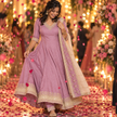Purple  Embroidered Anarkali Suit with Dupatta