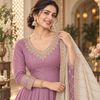 Purple  Embroidered Anarkali Suit with Dupatta