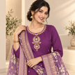 Wine Embroidered With Floral Dupatta Suit
