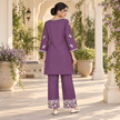 Purple Ivory Embroidered Cord Set