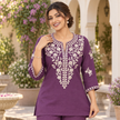 Purple Ivory Embroidered Cord Set