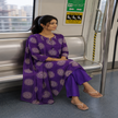 Purple block print cotton dupatta suit for women with printed kurta, pants and ethnic dupatta