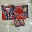 Red blue Ajrakh printed suit for women with cotton kurta, pants and printed dupatta