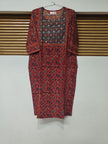 Red Blue Printed Dupatta Suit