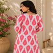 Red White Cotton Floral Kurta Set for Women with Printed Kurta and Matching Straight Pants