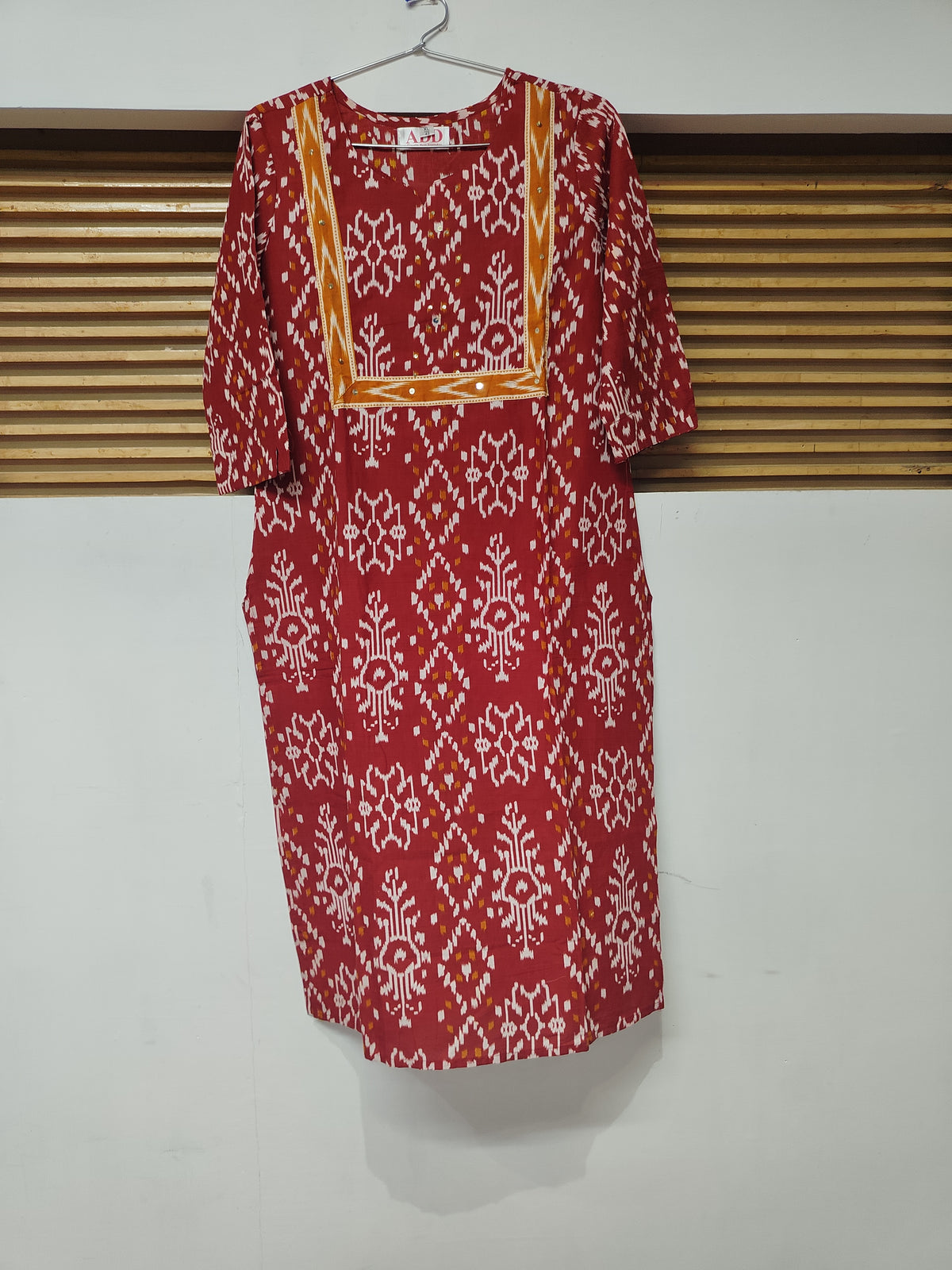Red Yellow Printed Dupatta Suit