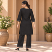 Shine Black Embroidered Cord Set
