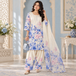 Sky Blue Satin Farshi Set with Dupatta