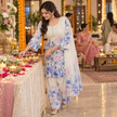 Sky Blue Satin Farshi Set with Dupatta
