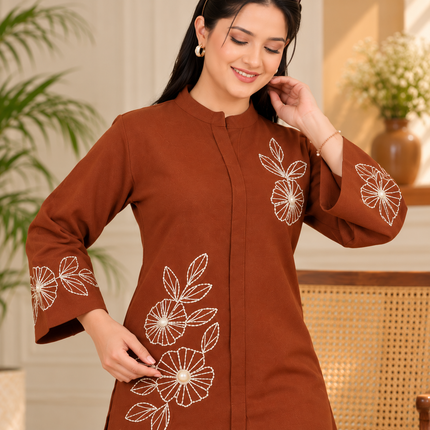 Rust Woolen Cord Set