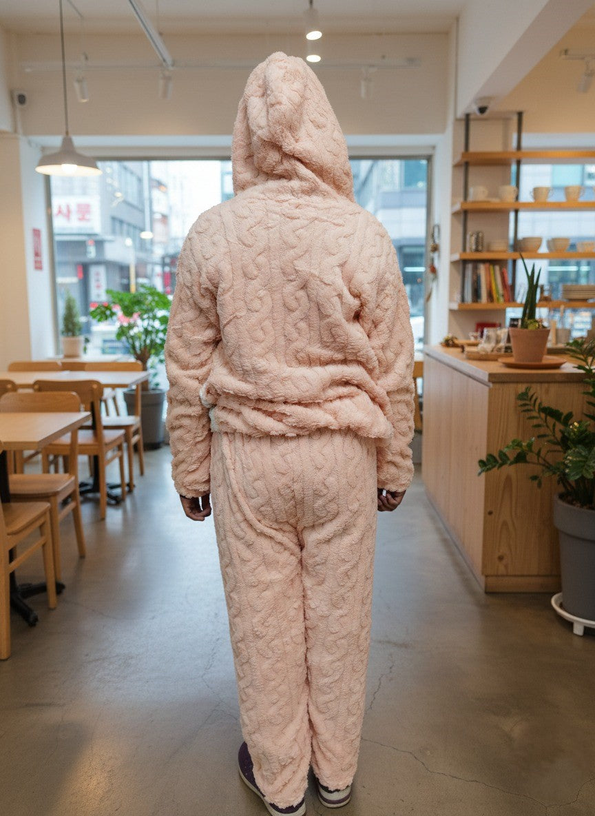 Peach Cream Night Suit With Pockets
