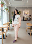 Peach Cream Night Suit With Pockets