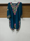 Teal Blue Floral Embroidered Cord Set