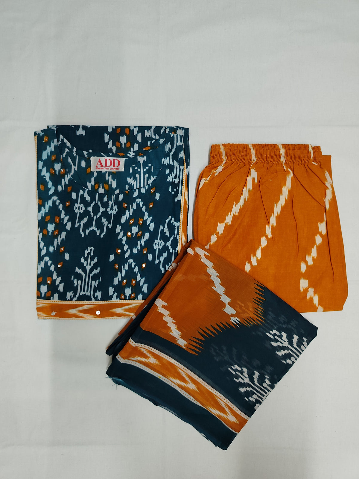 Teal Blue Printed Dupatta Suit
