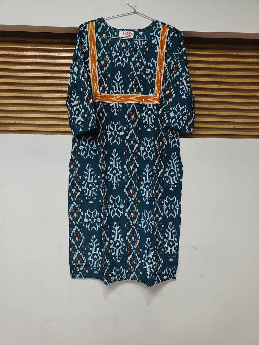 Teal Blue Printed Dupatta Suit